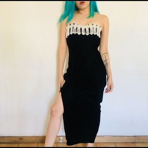 Vintage Velvet dress w/ sweetheart pearl neckline